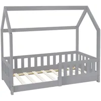 ML-Design Kinderbett 70x140 cm mit Rausfallschutz Lattenrost Hellgrau