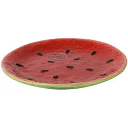 Decoris Teller 16cm Keramik im Wassermelone Design - Servierteller Dessertteller Kuchenteller Frühstücksteller Obstteller Dekoteller Früchte Geschirr Rot Grün