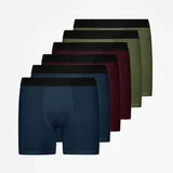 SNOCKS Lange Boxershorts ohne Logo | Mix (Rot/Olive/Blau) | L