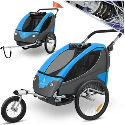 KESSER® Kinderanhänger Fahrradanhänger 360° Drehbar mit Federung 2in1 Joggerfunktion Kinderfahrradanhänger + 5-Punkt Gurt Jogger Fahrrad Anhänger für 1 bis 2 Kinder max. 40kg
