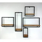 Andas Ablageelement ANDAS "Londen", schwarz (natur, schwarz), B:40cm H:40cm T:20cm, Massivholz, Regale, aus Metall, Ablageflčhen aus massiver Eiche