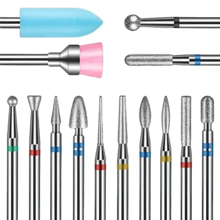 14 Stück Nagelfräser Bits - Professionelle Nagelfräser Aufsätze - Diamant und Keramik Fräser Nägel Bit für Gelnägel - Elektrische Nagelfräser Bits Set für Maniküre und Pediküre