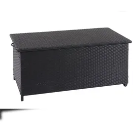 Mendler Poly-Rattan Kissenbox HWC-D88, Gartentruhe Auflagenbox Truhe ~ Premium schwarz, 51x100x50cm 170l