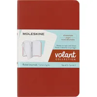 Moleskine Volant Notizhefte (liniert, Soft Cover, Pocket/A6) 2er-Set Korallrot, Aquamarinblau