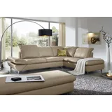 W.Schillig Ecksofa "Taoo, elegant und zeitlos, bequem, L-Form, Breite 296cm", braun (stone z59), B:296cm H:84cm T:242cm, Longlife Xtra-Leder Z59: Glattleder mit modischer Prägung.