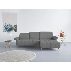 Ecksofa INOSIGN "Fresh L-Form", grau, B:281cm H:79cm T:185cm, 100% Polyester, Sofas, Federkern, wahlweise Kopfteilverstellung und motorischer Vorziehsitz