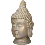 ECD Germany Buddha Figur Kopf Statue 74,5 cm, Bronzeoptik Dekoration