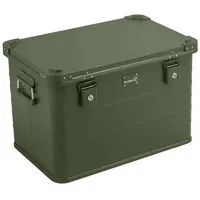 AluBox Alukiste abschließbar E78G OLIVGRÜN - Premium Lagerbox 78 Liter - Materialstärke 1mm - Deckel mit Aluminium Druckguss Stapelecken und Gummidichtung - inklusive Schlösser - lackiert