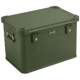 AluBox Alukiste abschließbar E78G OLIVGRÜN - Premium Lagerbox 78 Liter - Materialstärke 1mm - Deckel mit Aluminium Druckguss Stapelecken und Gummidichtung - inklusive Schlösser - lackiert