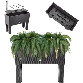 Kadax Blumentopf auf Beinen, Hochbeet aus Kunststoff, 60 Cm, Dunkelbraun