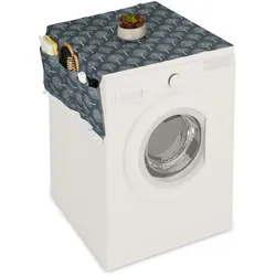 Relaxdays Waschmaschinenauflage mit Taschen, Polyester, Abdeckung Waschmaschine, Trockner, Kühlschrank, anthrazit/creme