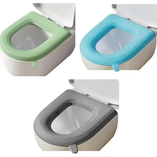3 x WC-Sitzbezug, WC-Sitzwärmer, verlängerter WC-Sitzbezug, gepolstertes WC-Sitzkissen, waschbarer oder tragbarer WC-Deckel-Tankbezug