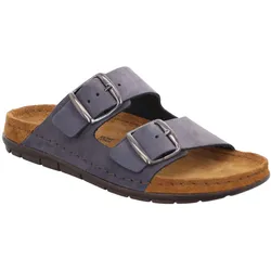 Pantolette ROHDE "Rodigo-D", Damen, Gr. 36, blau (ocean), Leder, klassisch, Schuhe, Sommerschuh, Schlappen, Hausschuh mit Schnallenverschlüsse