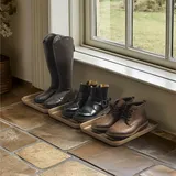 Navaris 3X Schuhabtropfschale Schuhmatte Ablage klein - Schuhablage 35x27x2,5cm mit erhöhtem Rand - Abtropfschale Bronze für Schuhe Regen Herbst Winter