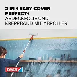 Tesa EASY COVER® PERFECT+ XL Abdeckfolie mit Abroller transparent 260,0 cm x 17,0 m 1 Rolle