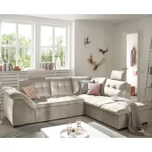 ed-lifestyle polstermöbel Estrella Ecksofa 283 x 217 cm, mit Schlaffunktion und Bettkasten Beige, Ausführung:Links - Beige