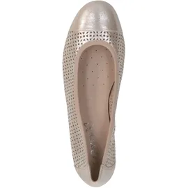 CAPRICE Damen Ballerinas aus Leder mit Lochmuster, Beige 38 EU
