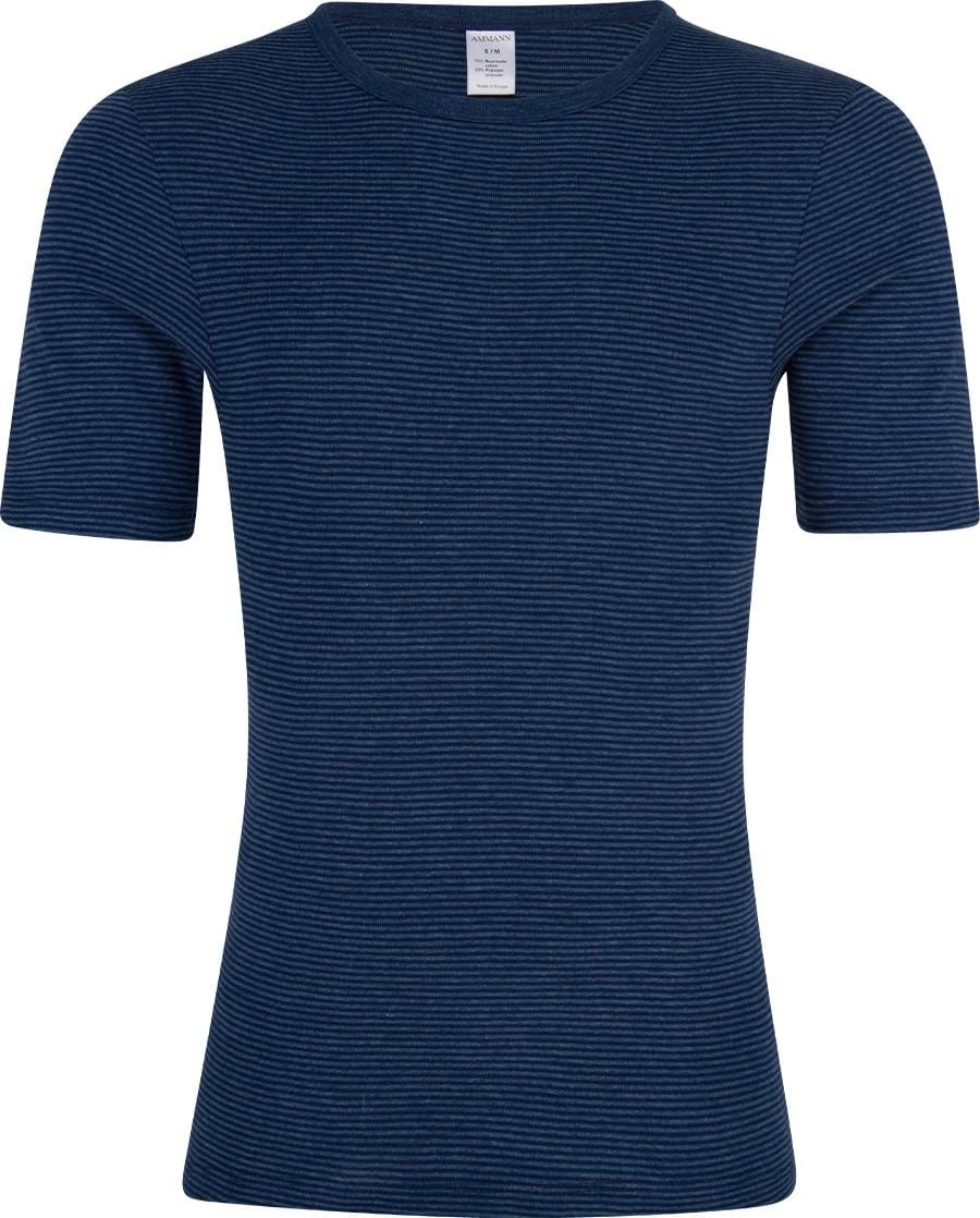 Ammann, Herren, Shirt, Jeans Feinripp Unterhemd / Shirt Kurzarm, Blau, (XL)