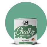Chalky Möbelfarbe Kreidefarbe für Möbel 750 ml / 1,05 kg (Olive), matt finish In- & Outdoor Kreide-Farbe für Shabby-Chic, Vintage Look, Landhaus Stil Möbel streichen