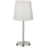 ETC Shop Tischlampe Nachttischleuchte Schlafzimmer Wohnzimmer weiß Tischleuchte 30 cm, nickel matt, Schnurschalter, 1x E14 Fassung, D 14 cm