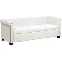 vidaXL Chesterfield-Sofa, Weiß, Leder, Rechteckig, 200.5x70x76 cm, Wohnzimmer, Sofas & Couches, Sofas, Chesterfield Sofas