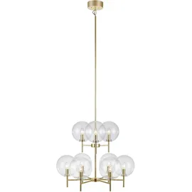 Markslöjd Crown 9-flg. E14 162 cm Messing/transparent