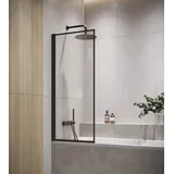 Badplaats Duschwand für Badewanne Medal 60 x 140 cm Schwarz - Drehbare Duschtrennwand mit 5 mm ESG Sicherheitsglas, Nano-Beschichtung