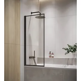 Badplaats Duschwand für Badewanne Medal 60 x 140 cm Schwarz - Drehbare Duschtrennwand mit 5 mm ESG Sicherheitsglas, Nano-Beschichtung