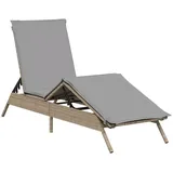 vidaXL Sonnenliege mit Auflage Beige Poly Rattan