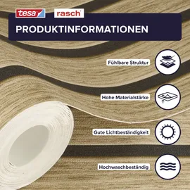 tesa rasch Vliestapete Echo 6,00 m x 0,53 m 1 St Beige/Braun/Schwarz 370102