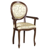 Casa Padrino Luxus Barock Esszimmer Stuhl mit Armlehnen Gold Muster / Dunkelbraun