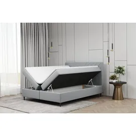 Fun Möbel Boxspringbett Schlafzimmerbett BONITA 180x200cm in Stoff Matt Velvet Hellgrau - Violett