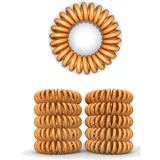 10er Set Spiral Haargummi - Haargummis für weniger Spliss und gebrochene Haare - Haargummi Spirale für feine Haarpartien - Telefonkabel Spiralhaargummi, orange, 3.5 cm
