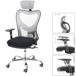 Mendler Bürostuhl HWC-F13, Schreibtischstuhl Drehstuhl, Sliding-Funktion 150kg belastbar Stoff/Textil ~ schwarz/grau