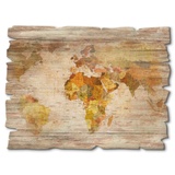 Artland Holzbild »Weltkarte«, Landkarten, (1 St.), braun