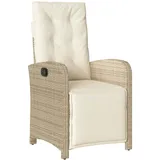 vidaXL Gartensessel mit Fußteil Verstellbar Beige Poly Rattan