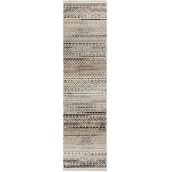 Kadima Design Strapazierfähiger Geometrischer Wohnzimmer-Teppich in Naturfarben - `Perran` Serie. Farbe: Naturfarben, 66x300 cm