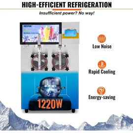 Vevor 8 L x 2 Kommerzielle Slusheis Maschine, Slushgerät mit 26~32 L/Std. Slush Slushy Maschine, 1800 W Slush Maker Maschine 94 kg Slush-Eismaschine Edelstahl Slushy Maschine 570 × 680 × 925 mm