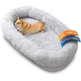 noviclass® Orthopädisches Hundebett für Menschen "Balu" XXL 190cm inkl. Decke und Kissen - Grau