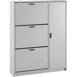Wohnling Schuhschrank, Weiß Metall, 6 Fächer, 90x120x24 cm - weiß