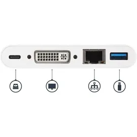 Startech StarTech.com USB-C Multiport Adapter - USB-C auf DVI-D (Digital) Video Adapter mit 60W Power Delivery(Stromversorgung), GbE, USB-A - Tragbares USB-C/Thunderbolt 3 Mini Laptop Dock (DKT30CDVPD)