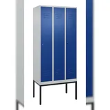 C+P Spind Classic PLUS, Gestell, 3 Abteile, HxBxT 212x90x50cm, Zylinderschloss, Hellgrau/Enzianblau von PROREGAL