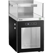 Bartscher 190091 Milchkühlschrank-Tassenwärmer-Kombi (537 mm hoch, Schwarz/Silber)