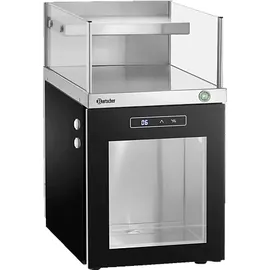 Bartscher 190091 Milchkühlschrank-Tassenwärmer-Kombi (537 mm hoch, Schwarz/Silber)