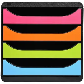 Exacompta Schubladenbox Big Box 27,8 x 34,7 x 26,7 cm 4-tlg. mehrfarbig