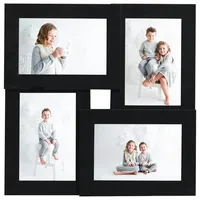 VidaXL Collage Bilderrahmen für 4x(13x18 cm) Fotos Schwarz MDF