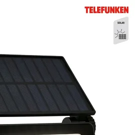 Telefunken LED Strahler Solar mit Bewegungsmelder, Dämmerungssensor, 1000 Lumen, Baustrahler, Außenlampe, Außenleuchte, Akku, Außenwandleuchte, Außenstrahler, 14x11,5x18 cm, Schwarz