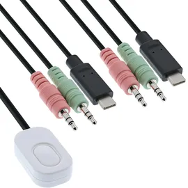 InLine KVM Switch, 2-fach, USB-C zu DisplayPort 1.2, 4K, Audio, integr. Kabel