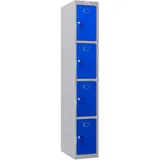 Phoenix Spind Locker blau, grau PL1430GBK, 4 Schließfächer 30,0 x 50,0 x 183,0 cm
