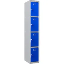 Phoenix Spind Locker blau, grau PL1430GBK, 4 Schließfächer 30,0 x 50,0 x 183,0 cm